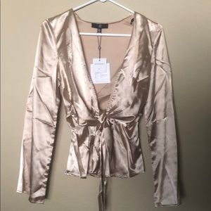 Gold Satin Low-Cut Top